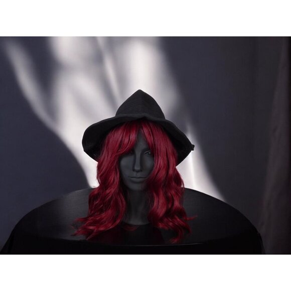 Black Knit Witch Hat - Soft Point Brim - New - Witchcore Cottagecore Pagan - Picture 5 of 9